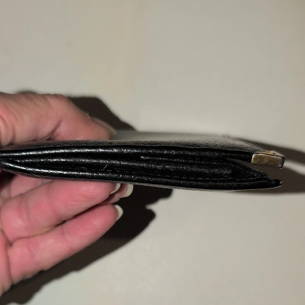 Salvatore Ferragamo Black Italain Leather Bifold Wallet With Coin Pouch